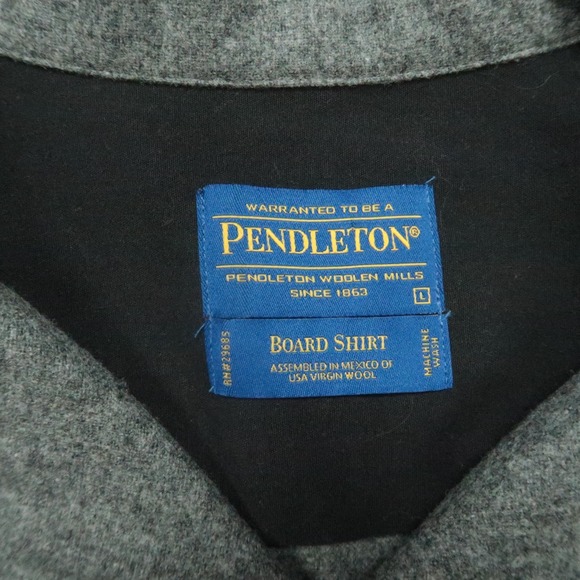 VINTAGE Pendleton Shirt Mens Large Gray Board Wool Flannel Long Sleeve NWT - Picture 3 of 10